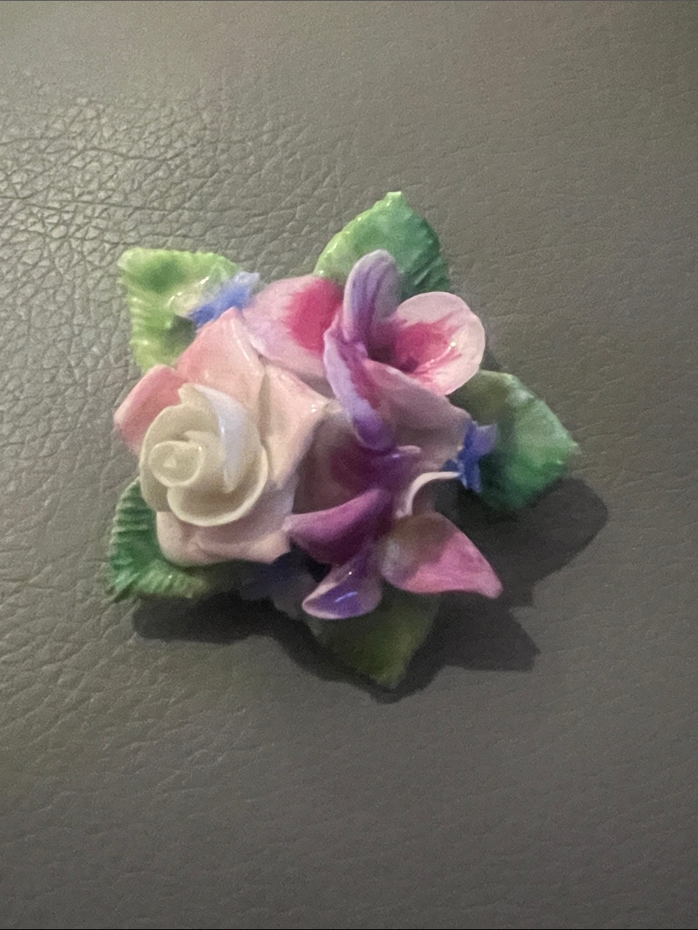 Staffordshire England Ceramic Bone China Brooch Vintage Flaw
